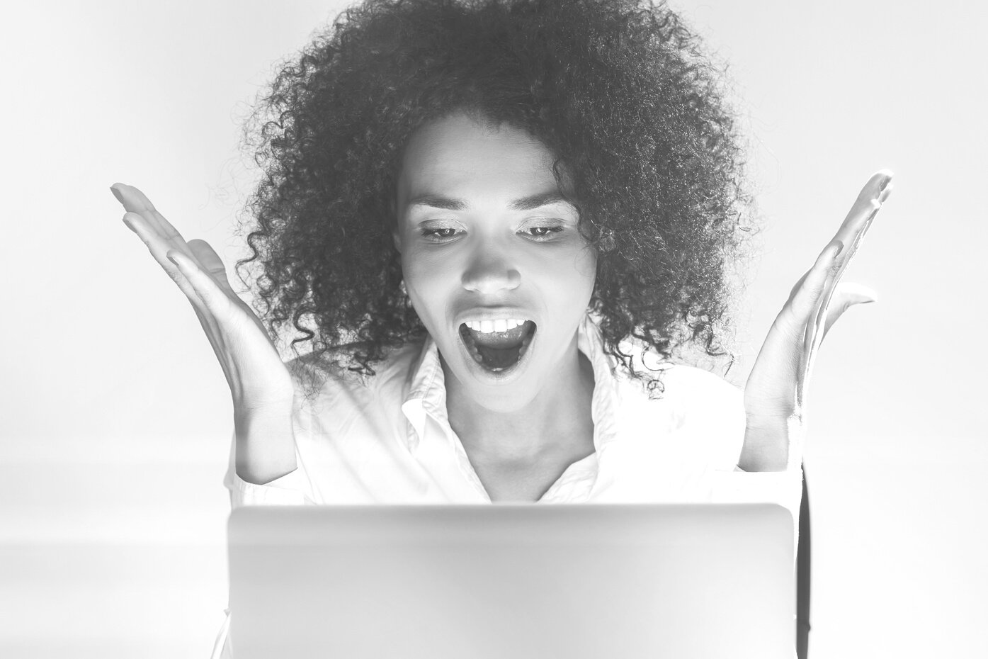 Excited African American start up founder